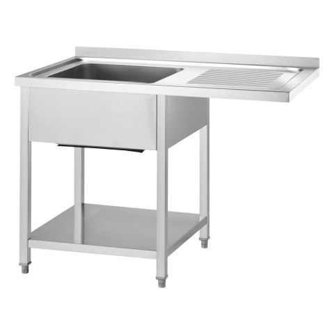 Stół Nierdzewny Ze Zlewem (L) i Miejscem na Lodówkę/Zmywarkę 1200x700x900 Gredil 672547