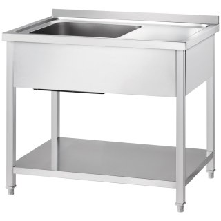 Stół Nierdzewny Ze Zlewem (L) i z Półką 1200x600x850 Gredil 674126