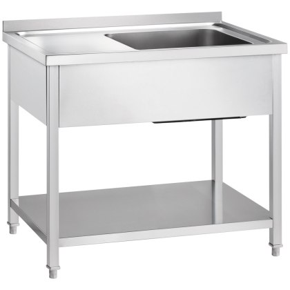 Stół Nierdzewny Ze Zlewem Po Prawej z Półką 1000x600x850 Gredil 673306