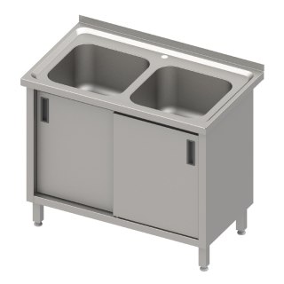 Szafka Nierdzewna Z 2 Zlewami 100x60 Drzwi Suwane Stalgast 616407