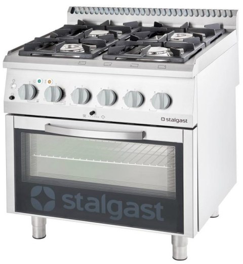 Kuchnia Gazowa Gastronomiczna 4-Palnikowa + Piekarnik Elektryczny Termoobieg 31kW Gaz Ziemny Stalgast 9715310