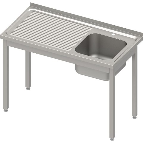 Stół ze zlewem 1-kom. (P) bez półki 1200x600x850 mm skręcany blat tłoczony Stalgast 983816120