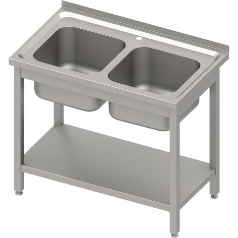 Stół ze zlewem 2-kom. z półką 1000x600x850 mm skręcany blat tłoczony Stalgast 983956100