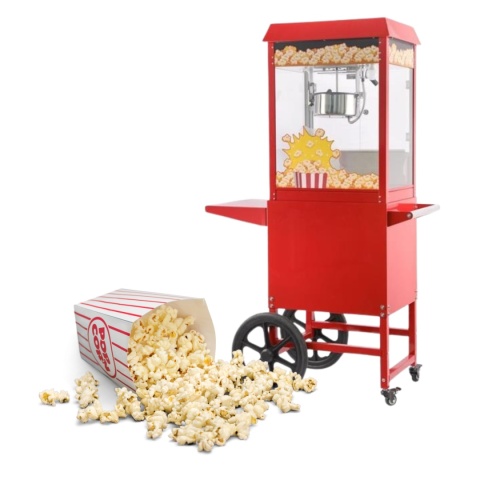 Maszyna do popcornu na wózku na festyn czerwona 3,5 min./cykl Hendi 282830