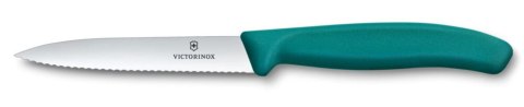 Nóż do jarzyn z ząbkowanym ostrzem zielony (L)212mm Victorinox 6.7734.C1