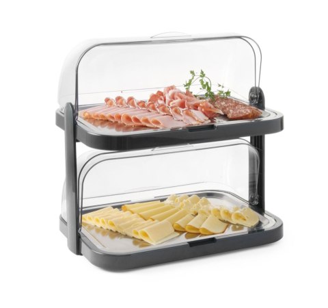 Witrynka chłodząca roll-top podwójna ciemno szara 440x320x440 HENDI 871881