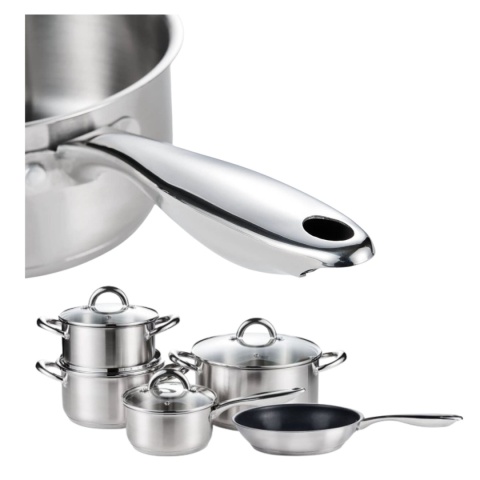 Zestaw Garnków ze Stali Nierdzewnej z Patelnią 9-Elementów Stalgast 020002