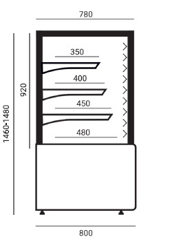 Witryna cukiernicza Ellada Neutralna 950/970 Cebea Bochnia W-1/C5 970