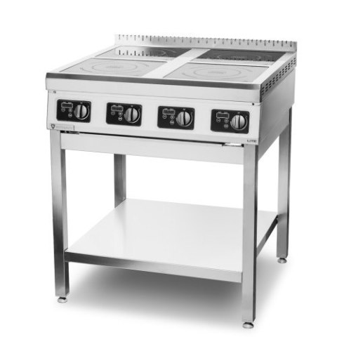 Kuchnia indukcyjna z rantem | 4-palnikowa | 12 kW | 400 V | podstawa otwarta | skręcana | 750x700x850 mm Resto Quality