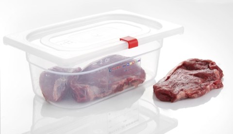 Klipsy do pojemników GN HACCP z polipropylenu czerwony 12 szt. Hendi 880661