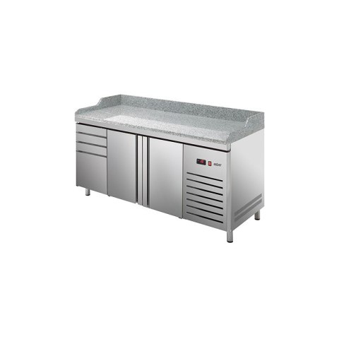 Stół chłodniczy do pizzy z blatem granitowym Asber Essenzial Line ETP-8-200-24 HC LR GR (szuflady)