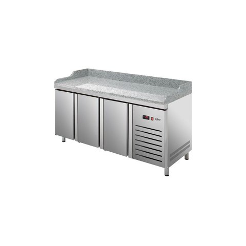 Stół chłodniczy do pizzy z blatem granitowym Asber Essenzial Line ETP-8-200-30 HC GR