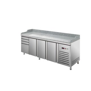 Stół chłodniczy do pizzy z blatem granitowym Asber Essenzial Line ETP-8-250-34 HC GR (szuflady)
