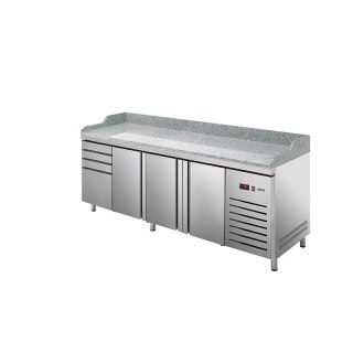Stół chłodniczy do pizzy z blatem granitowym Asber Essenzial Line ETP-8-250-34 HC LLR GR (szuflady)