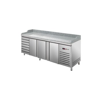 Stół chłodniczy do pizzy z blatem granitowym Asber Essenzial Line ETP-8-250-37 HC LLR GR (szuflady)
