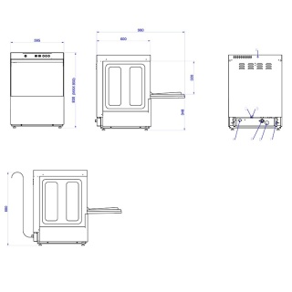 Zmywarka uniwersalna podblatowa Asber Easy Line GE-500 COLD DD 500x500 230V + dozownik mycia + płukanie zimną wodą