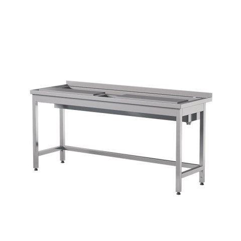 Podwójny stół do obróbki produktów z płytą polietylenową 180x70x85 cm Asber WTP-187/2 PL