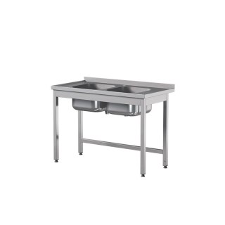 Stół z 2 zlewami i wzmocnieniem 110x60x85 cm Asber STW-116/2 PL L B