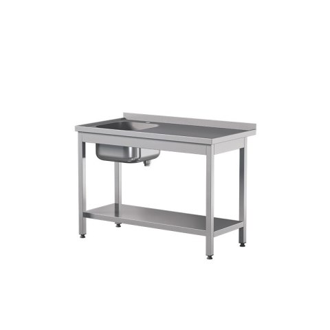 Stół ze zlewem i półką dolną 140x70x85 cm Asber STW-147/1 PL L S