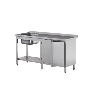Stół ze zlewem i szafką 2-drzwiową skrzydłową 140x60x85 cm Asber STW-146/1 PL L 2HD S