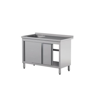 Stół ze zlewem i szafką z drzwiami suwanymi 160x60x85 cm Asber STW-166/1 PL L 2SD