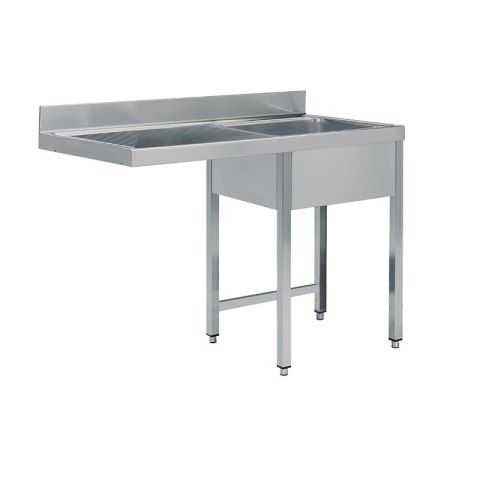 Stół ze zlewem pod zmywarkę podblatową 140x60x85 cm Asber STWD-146/1 PL L