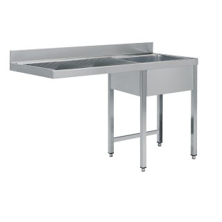 Stół ze zlewem pod zmywarkę podblatową 160x60x85 cm Asber STWD-166/1 PL L