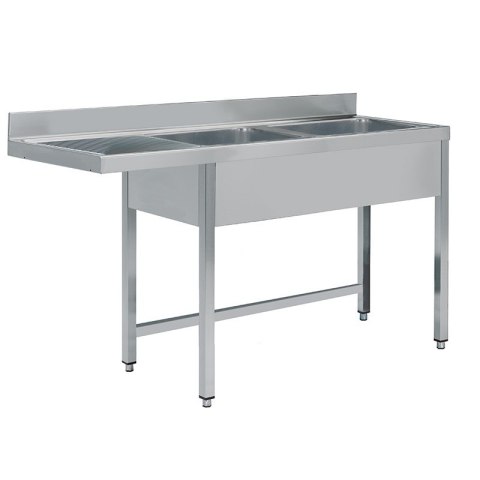 Stół ze zlewem pod zmywarkę podblatową 180x70x85 cm Asber STWD-187/2 PL L