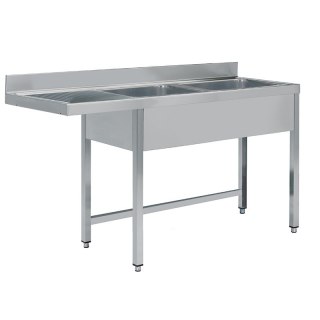 Stół ze zlewem pod zmywarkę podblatową 190x70x85 cm Asber STWD-197/2 PL L