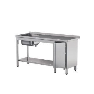 Stół ze zlewem, szafką skrzydłową i półką 100x70x85 cm Asber STW-107/1 PL L HD S