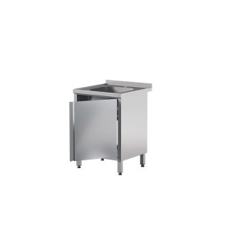 Stół ze zlewem, szafką skrzydłową i półką 60x60x85 cm Asber STW-66/1 PL HD