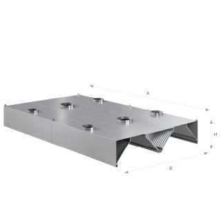 Okap centralny indukcyjny 200x200x45 cm Asber CEHI-2020/2