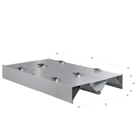 Okap centralny indukcyjny 370x180x45 cm Asber CEHI-3718/2