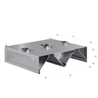 Okap centralny kompensacyjny 120x240x45 cm Asber CEHC-1224/1
