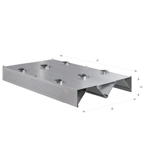 Okap centralny kompensacyjny 260x180x45 cm Asber CEHC-2618/2
