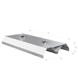 Okap centralny trapezowy 260x160x45 cm Asber CEH-2616/2