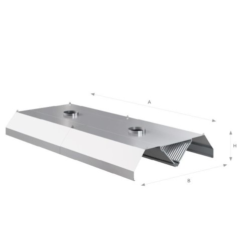 Okap centralny trapezowy 360x200x45 cm Asber CEH-3620/2