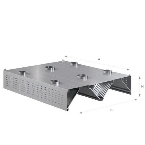 Okap centralny indukcyjno-kompensacyjny 120x220x45 cm Asber CEHIC-1222/1