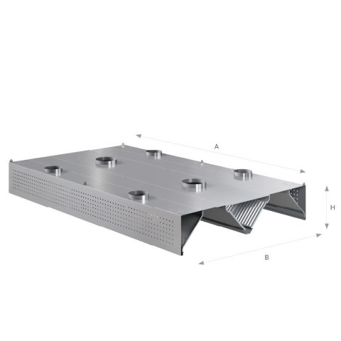 Okap centralny indukcyjno-kompensacyjny 400x200x45 cm Asber CEHIC-4020/2