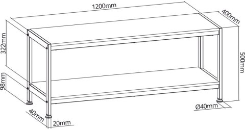 Stolik pod TV i RTV 120cm ART SM-01 2 półki do 40kg