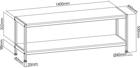 Stolik pod TV i RTV 140cm ART SM-02 2 półki do 40kg