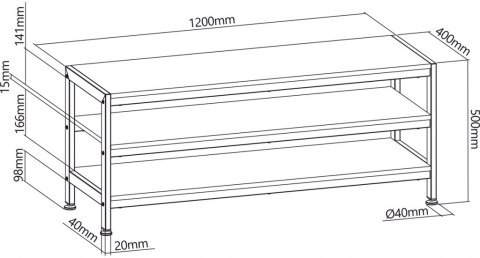 Stolik pod TV i RTV 120cm ART SM-03 3 półki do 40kg