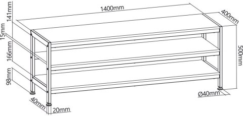 Stolik pod TV i RTV 140cm ART SM-04 3 półki do 40kg