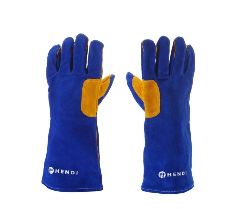 Rękawice do grilla skórzane niebieskie 2 szt. 410 mm Hendi 556597