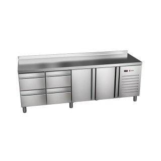 Stół chłodniczy 2-drzwiowy z 4 szufladami 2242x700x850 mm Asber ETP-7-225-24 HC SB40