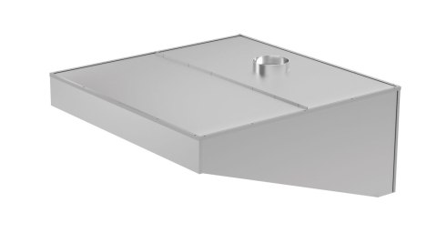 Okap przyścienny, skośny - skręcany, HENDI, srebrny, 1200x1000x(H)450mm