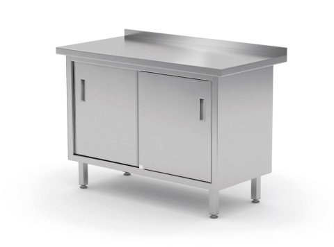 Szafka robocza z drzwiami suwanymi, skręcana, HENDI, Profi Line, srebrny, 1000x600x(H)850mm