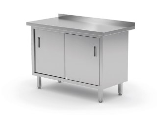 Szafka robocza z drzwiami suwanymi, skręcana, HENDI, Profi Line, srebrny, 1200x600x(H)850mm