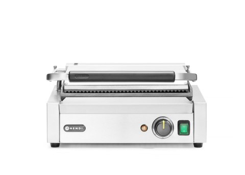 Grill kontaktowy elektryczny Panini dół gładki góra ryflowana Hendi 263662