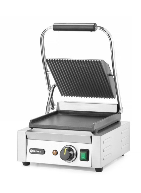 Grill kontaktowy elektryczny dół gładki góra ryflowana 22x23 cm Hendi 263600